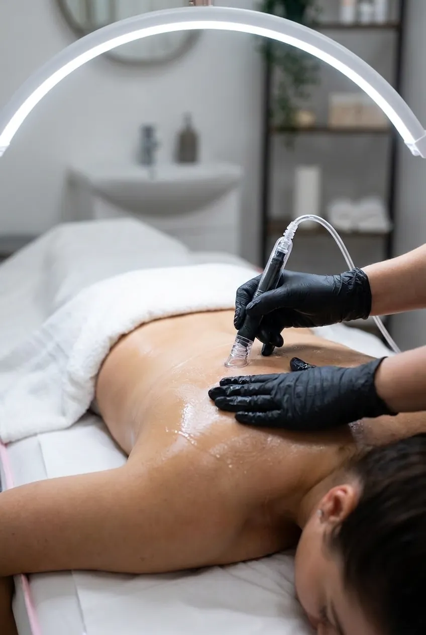 A Luxury Back Hydro-Facial deep cleansing the upper back