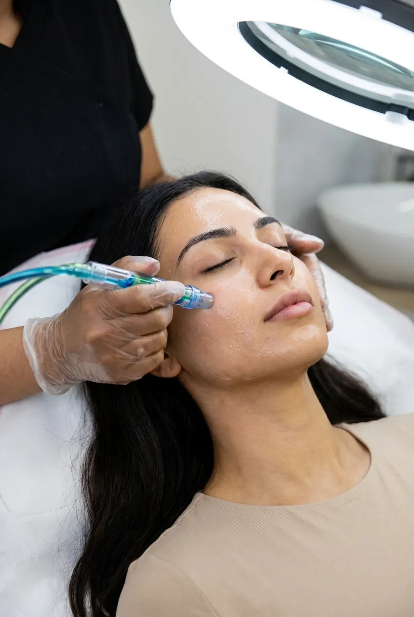 A client relaxing during a Hydro-Facial