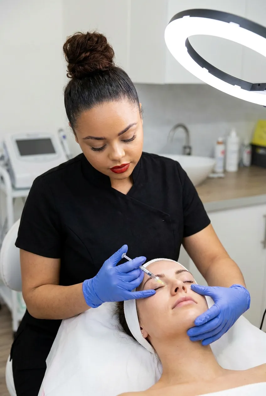 Chelsea performing a Lumi Eyes under-eye treatment