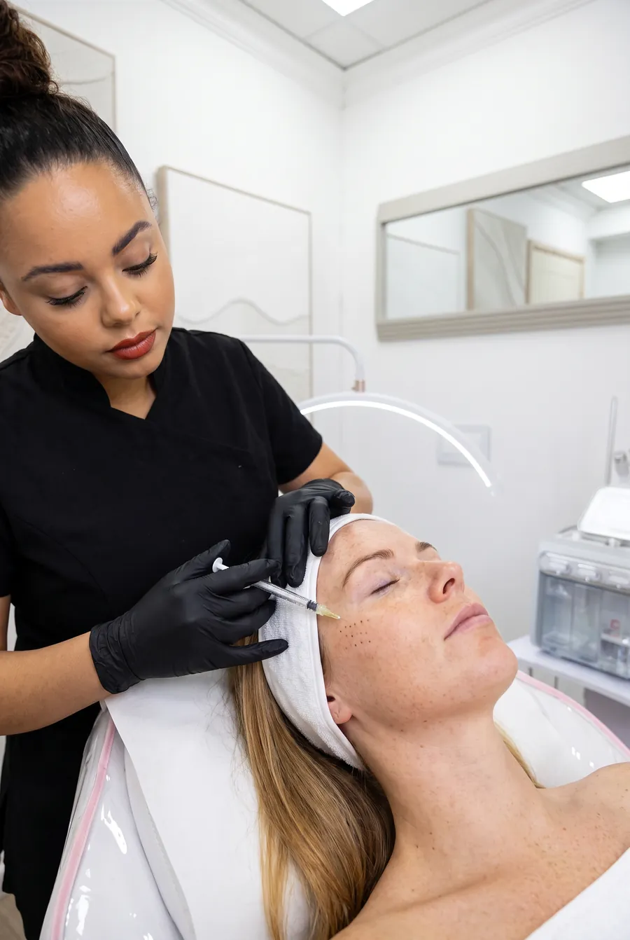 Chelsea performing a skin booster treatment